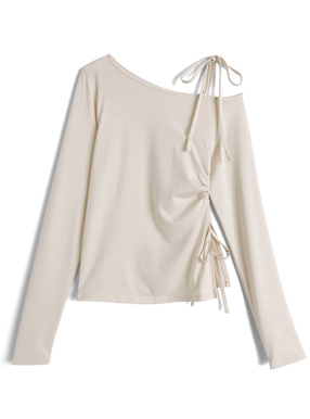 ワンショルダードロストスリットトップス