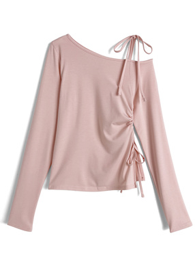 ワンショルダードロストスリットトップス