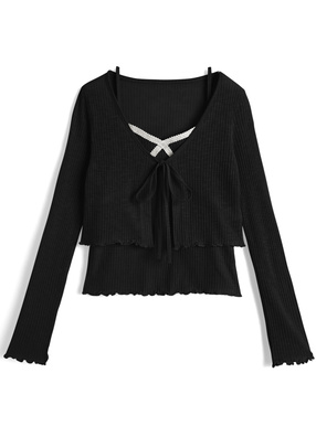 リボンボレロ×レースキャミソールアンサンブル