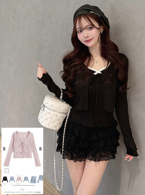 リボンボレロ×レースキャミソールアンサンブル