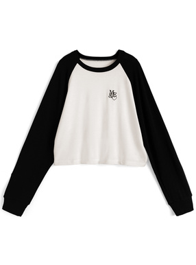配色ラグランロゴ刺繍ロンT