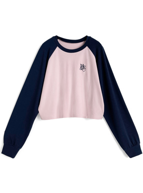 配色ラグランロゴ刺繍ロンT