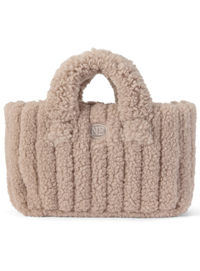 ロゴ刺繍ボアハンドバッグ