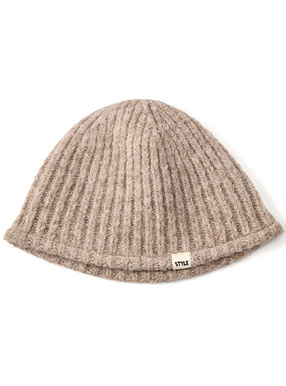 タグ付きニットバケットハット