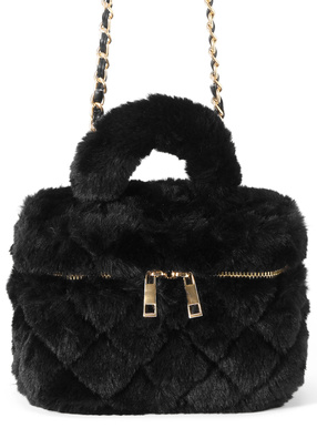 2Wayファーキルティングバニティバッグ