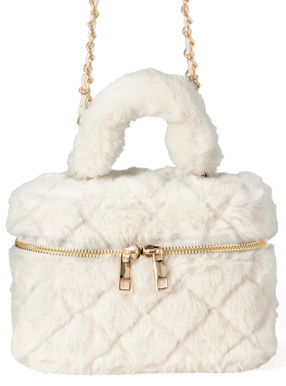 2Wayファーキルティングバニティバッグ