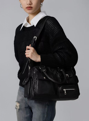 tr10782Wayマルチポケットレザーボストンバッグ