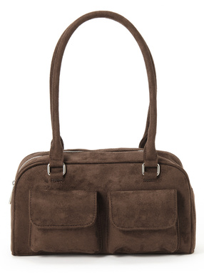 スエードポケットボストンバッグ