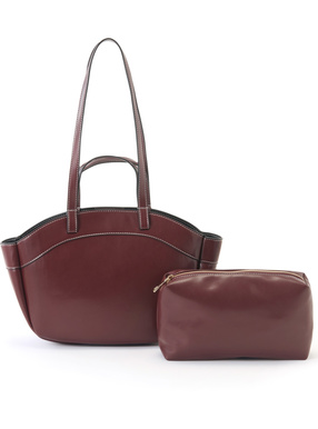 2Wayポーチ付きステッチハンドバッグ