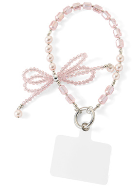 ビーズリボンスマホストラップ