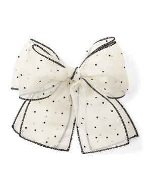 ドット柄ダブルリボンメッシュバレッタ