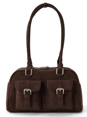 ダブルポケットスエードボストンバッグ