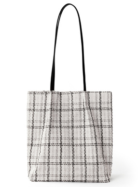 チェック柄ツイードトートバッグ