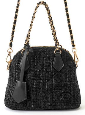 2Wayストラップ付きキルティングツイードミニバッグ