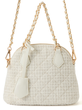 2Wayストラップ付きキルティングツイードミニバッグ