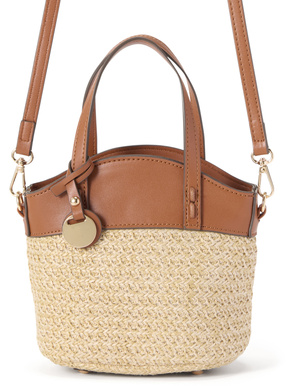 2Wayレザー切替ミニかごバッグ