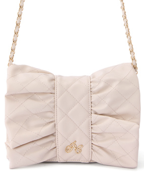 リボンキルティングフラップチェーンショルダーバッグ