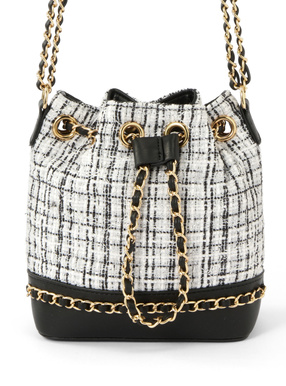 ツイードキルティングチェーン巾着ショルダーバッグ