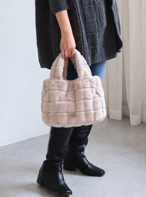 2Wayファースクエアトートバッグ