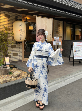 花柄巾着かごバッグ