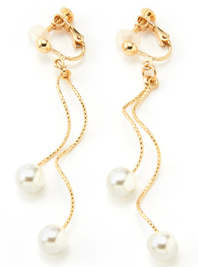 パールウェーブロングイヤリング