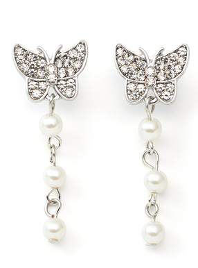 バタフライビジューパールピアス