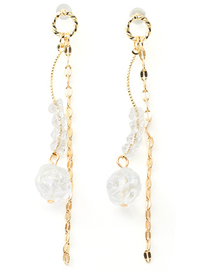 クリアフラワーチェーンロングピアス