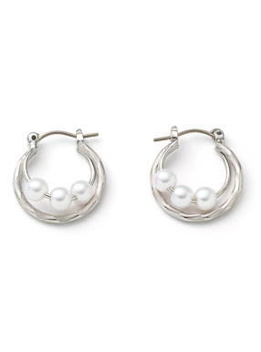 パールダブルフープピアス