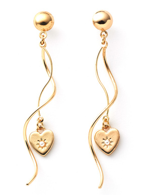 ハートパールウェーブロングピアス