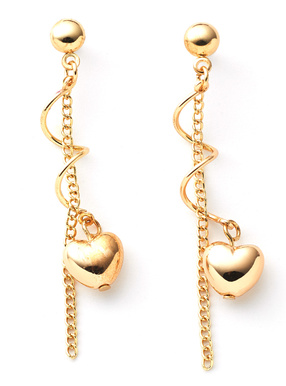 ハートウェーブチェーンロングピアス