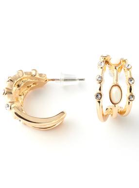 ビジューストーンフープミニピアス