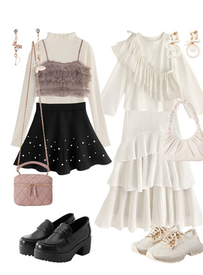 アシンメトリービジューチェーンピアス