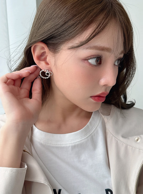 パールビジューサークルピアス[ts268] | レディースファッション