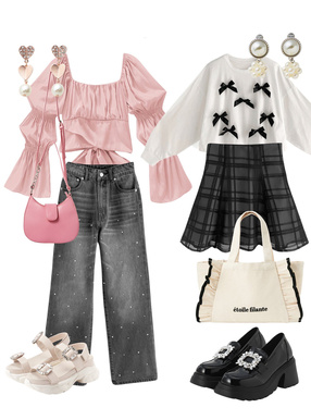 ハートビジューパールピアス