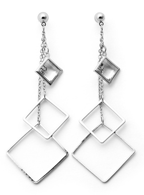 スクエアチェーン3連ピアス