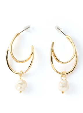 2連フープパールピアス