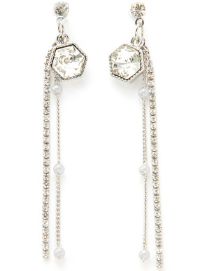 ビジューパールチェーンロングピアス