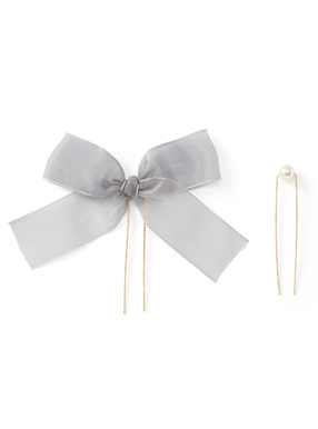 シアーリボンヘアピン＆パールヘアピン2点セット