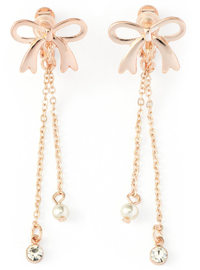 パールビジューリボンロングイヤリング