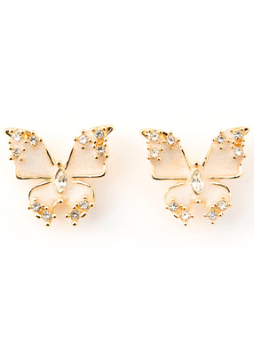 バタフライラインストーンピアス