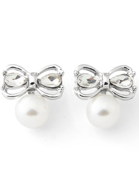 リボンパールビジューピアス