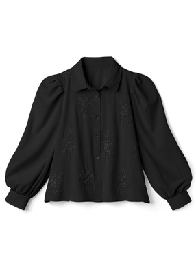 花柄刺繍パワショルブラウス