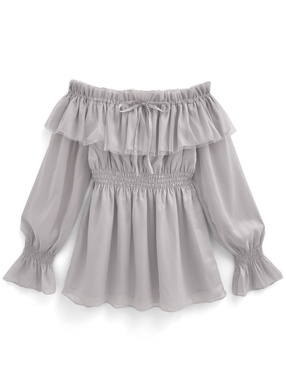 2Wayラメシアーフリルブラウス