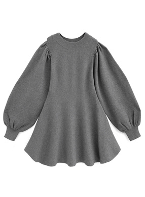 ボリュームスリーブペプラムニットトップス