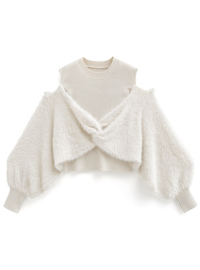 フェザードッキングニットトップス