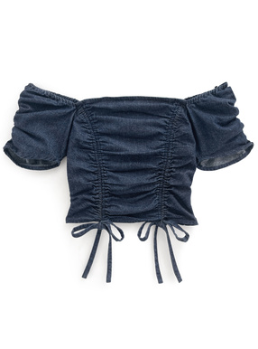 ドロストオフショルダーデニムトップス