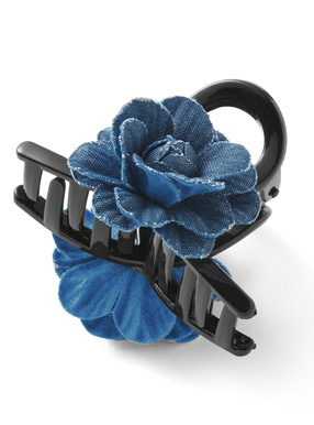 デニムフラワーモチーフヘアクリップ