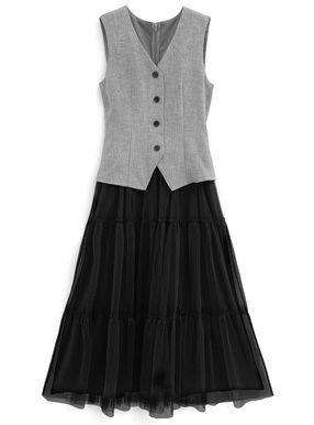 ジレ×チュールドッキングワンピース