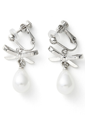 リボンドロップパールイヤリング