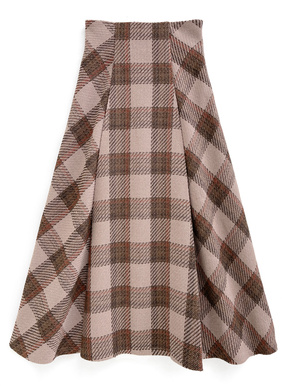 ツイードチェックロングフレアスカート